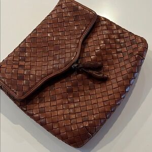 Chic Brown Woven Clutch